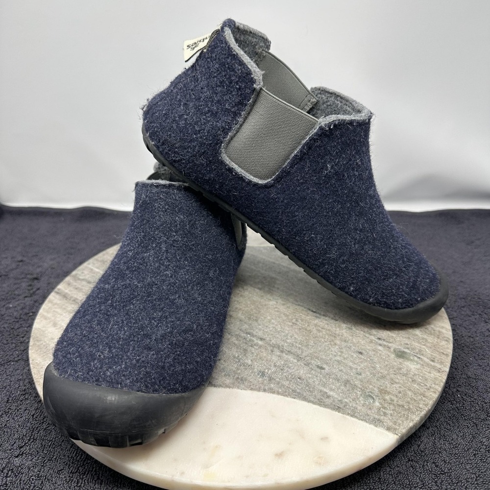 Gumbies‎ Shoes Mens Size 8 Euro 42 Navy Wool Felt Slip On House Slippers Indoor